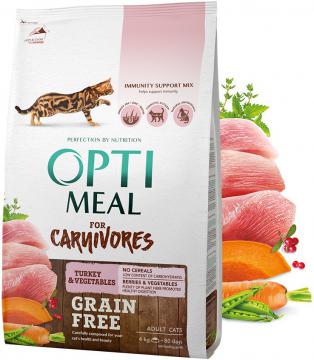 Изображение 1 - Optimeal Grain-Free Adult Cat беззерновой корм з індичкою і овочами