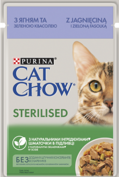 Изображение 1 - Cat Chow Adult Sterilised ягня і зелена квасоля в желе