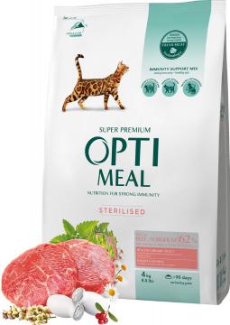 Изображение 1 - Optimeal Adult Cat Sterilised для дорослих кішок з яловичиною і сорго