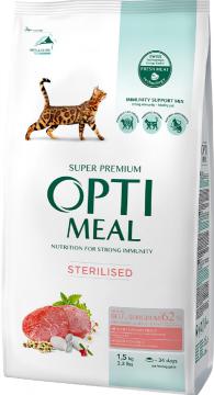 Изображение 2 - Optimeal Adult Cat Sterilised для дорослих кішок з яловичиною і сорго