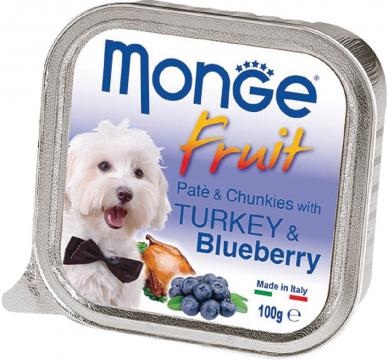 Изображение 2 - Monge Dog Fruit c індичкою і чорницею шматочки в паштеті
