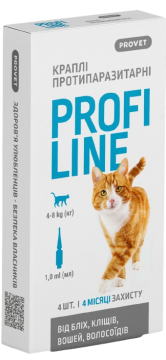 Изображение 1 - Природа Provet Profiline Краплі від бліх та кліщів для котів вагою від 4х до 8кг
