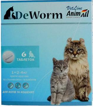 Изображение 1 - AnimAll VetLine DeWorm Таблетки від гельмінтів для котів