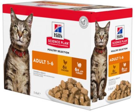 Изображение 1 - Hill's SP Feline Adult Мультипак курка/індичка в соусі