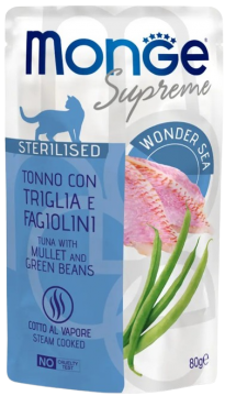 Изображение 1 - Monge Supreme Sterilized Тунець з кефалью зі стручковою квасолею