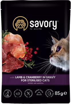 Изображение 1 - Savory Sterilised Cat Lamb and Cranberry in Gravy