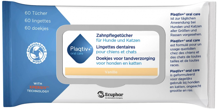 Изображение 1 - Plaqtiv+ Стоматологічні серветки для собак та котів