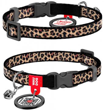 Изображение 1 - Collar WauDog Nylon з qr паспортом нашийник для котів колір леопард