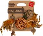 Collar Waucat Fun Natural Плетений м'ячик з дзвіночком та пір'ям