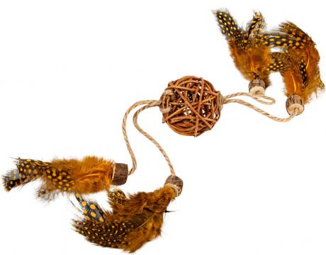 Изображение 2 - Collar Waucat Fun Natural Плетений м'ячик з мотузкою та пір'ям