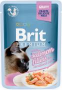 Brit Premium Pouch Кусочки из филе лосося в соусе для стерилизованных кошек