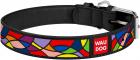 Collar WauDog Design Витраж кожаный ошейник черный
