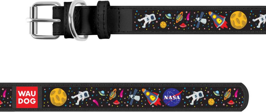 Изображение 3 - Collar WauDog Design Nasa кожаный ошейник черный