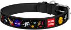 Collar WauDog Design Nasa кожаный ошейник черный