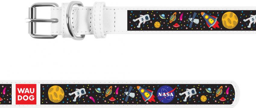 Изображение 3 - Collar WauDog Design Nasa кожаный ошейник белый