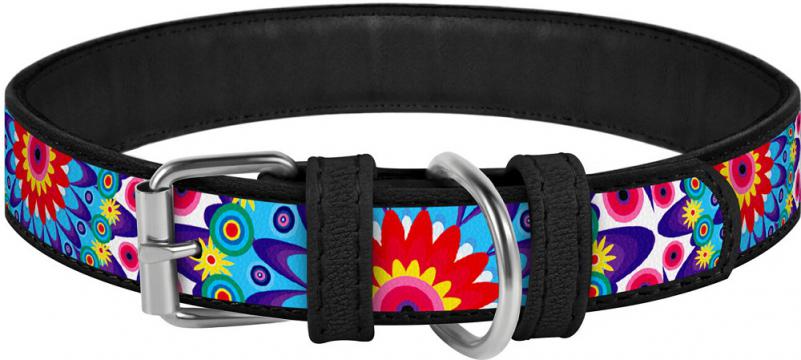 Изображение 2 - Collar WauDog Design Цветы кожаный ошейник черный