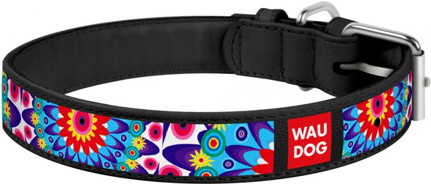 Изображение 1 - Collar WauDog Design Цветы кожаный ошейник черный