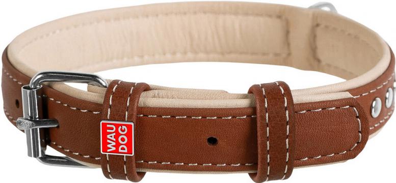 Изображение 2 - Collar WauDog Soft Кожаный ошейник с металлическими украшениями коричневый