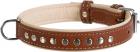 Collar WauDog Soft Кожаный ошейник с металлическими украшениями коричневый