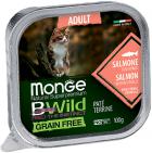 Monge BWild Grain Free Cat Adult c лососем и овощами паштет
