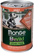 Monge BWild Grain Free Adult All Breeds с индейкой, тыквой и кабачками кусочки в соусе