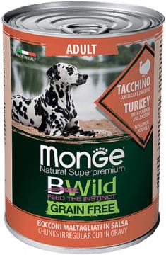 Изображение 1 - Monge BWild Grain Free Adult All Breeds с индейкой, тыквой и кабачками кусочки в соусе