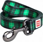 Collar WauDog Nylon Шотландка зеленая нейлоновый поводок