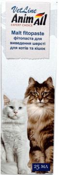 Изображение 1 - AnimAll VetLine Malt Fitopaste Фитопаста для выведения шерсти у котов