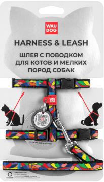 Изображение 1 - Collar WauDog Nylon Витраж нейлоновая шлея с поводком для котов