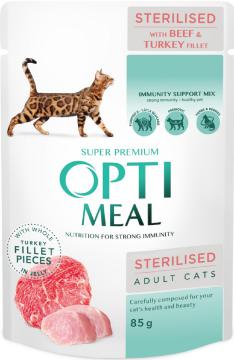 Изображение 1 - Optimeal Adult Cat Sterilised с говядиной и индюшиным филе в желе