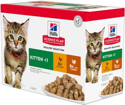 Изображение 1 - Hill's SP Feline Kitten Мультипак курка/індичка в соусі