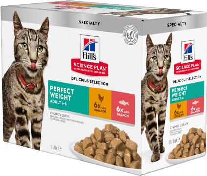 Изображение 1 - Hill's SP Feline Adult Perfect Weight Мультипак курка/лосось в соусі