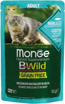 Изображение 1 - Monge BWild Grain Free Adult Cat с треской, креветками и овощами в соусе