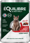Equilibre & Instinct Шматочки в соусі для дорослих і стерилізованих котів із яловичиною, квасолею й томатами