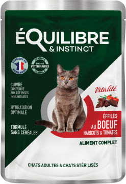 Изображение 1 - Equilibre & Instinct Шматочки в соусі для дорослих і стерилізованих котів із яловичиною, квасолею й томатами
