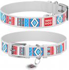 Collar WauDog Design Етно qr паспортом белый