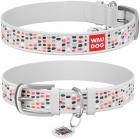 Collar WauDog Design Веселые точки с qr паспортом белый