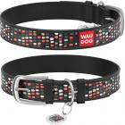 Collar WauDog Design Веселые точки с qr паспортом чорный
