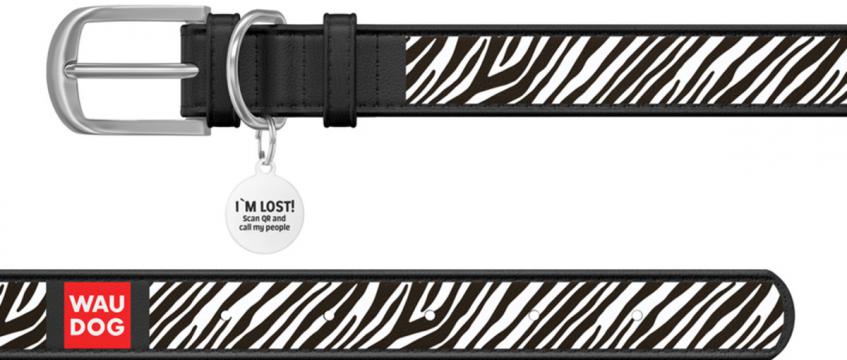 Изображение 2 - Collar WauDog Design Зебра qr паспортом чорный