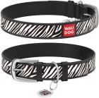 Collar WauDog Design Зебра qr паспортом чорный
