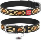 Collar WauDog Design Змея qr паспортом черный