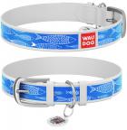 Collar WauDog Design Рыба qr паспортом белый