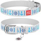 Collar WauDog Design Якоря с qr паспортом белый