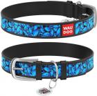 Collar WauDog Design Голубые бабочки с qr паспортом чорний