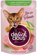 Delickcious Кусочки с ягнятиной, куриным филе и фасолью спаржевой в желе