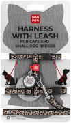 Collar WauDog Nylon з qr паспортом шлея для котов цвет леопард