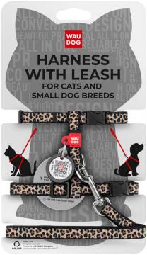 Изображение 1 - Collar WauDog Nylon з qr паспортом шлея для котов цвет леопард