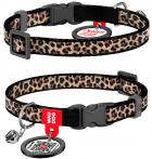 Collar WauDog Nylon з qr паспортом ошейник для котов цвет леопард