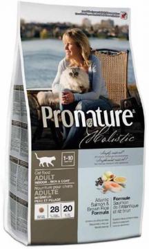 Изображение 1 - Pronature Holistic Cat Adult Indoor Skin & Coat с атлантическим лососем и коричневым рисом