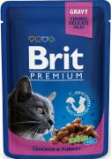 Brit Premium Pouch Курица и индейка для взрослых кошек